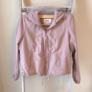 Pink Windbreaker Jacket with Sherpa Lining - Small